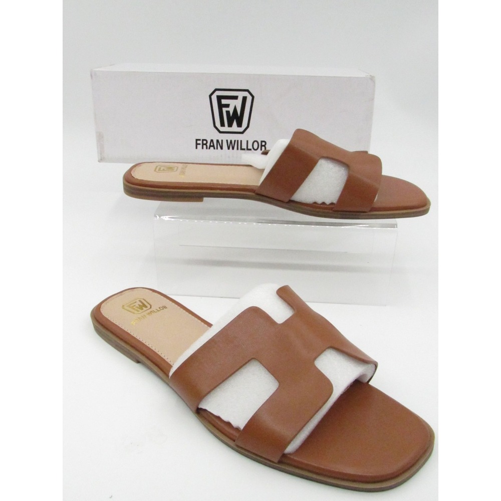 Fran Willor FW Brown Slip On Open Toe Womans Sandals Size 8.5 DBHB-2412 New Box
